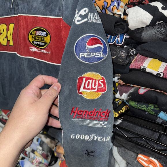 Vintage 90s Chase Authentics Suade Leather Jeff Gordon Jacket Size kids Small - Picture 3 of 5